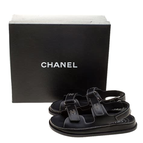 black chanel flat sandals|flat chanel sandals women.